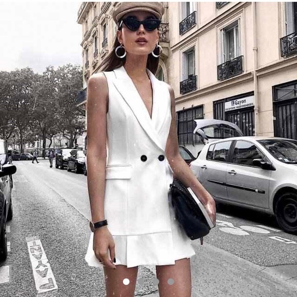 Zara Cream Colored Blazer Vest Mini 